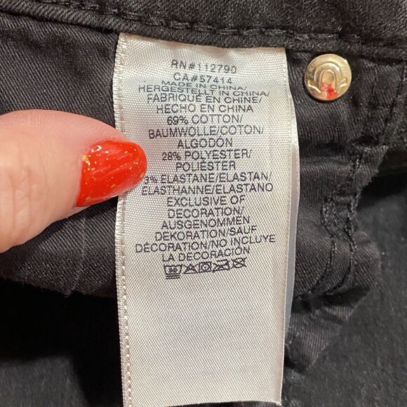 True Religion Womens 31 Moto Super Skinny Jeans Faded Black Zip Pockets Stretch - Picture 7 of 14